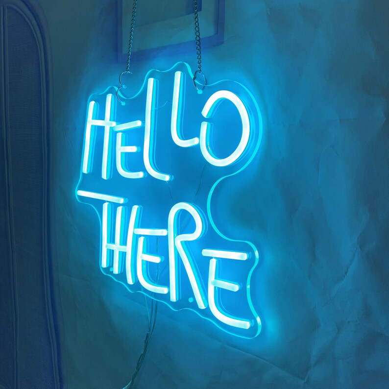 Hello There, Hell Here Neon Sign, Halloween Decor Lights, Horror Decor with Flickering O & T Room Decoration, Neon Sign Bar, Neon Light