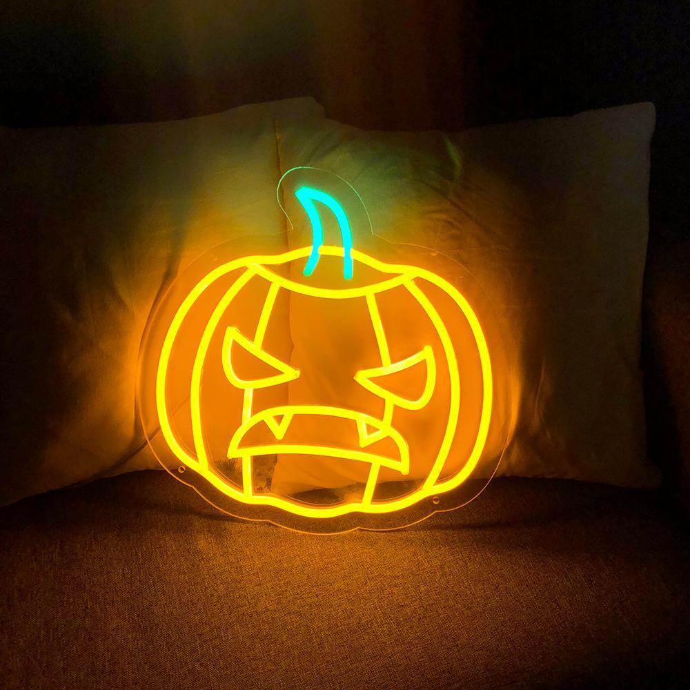 Evil Pumpkin Neon Sign For Halloween Decor
