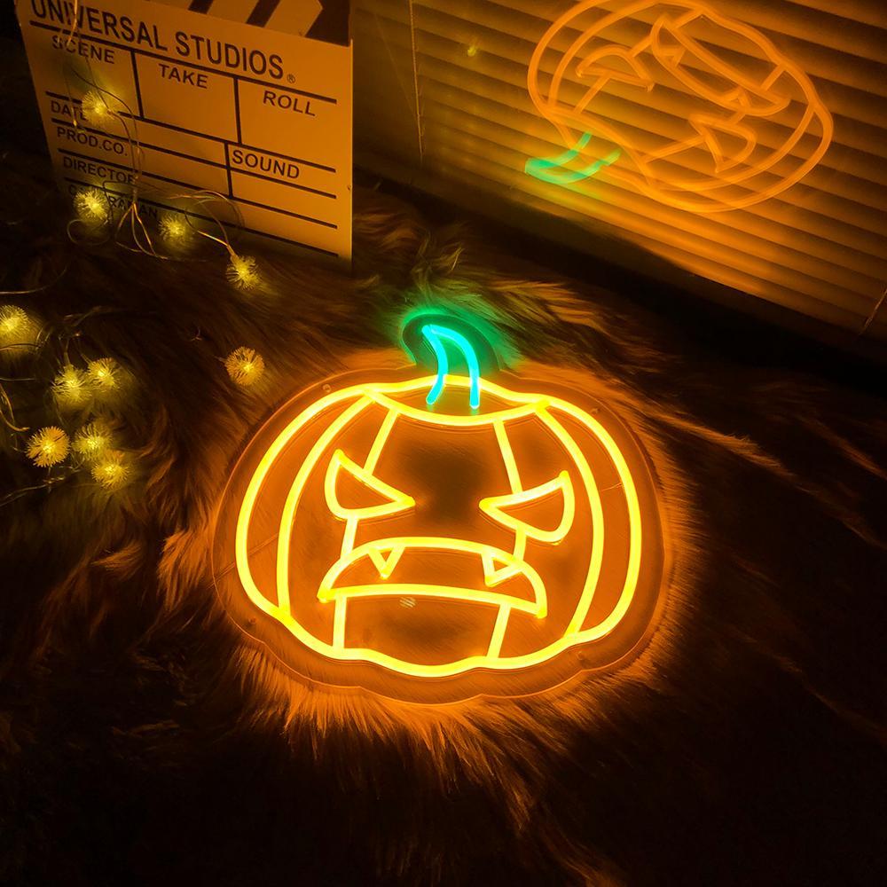 Evil Pumpkin Neon Sign For Halloween Decor