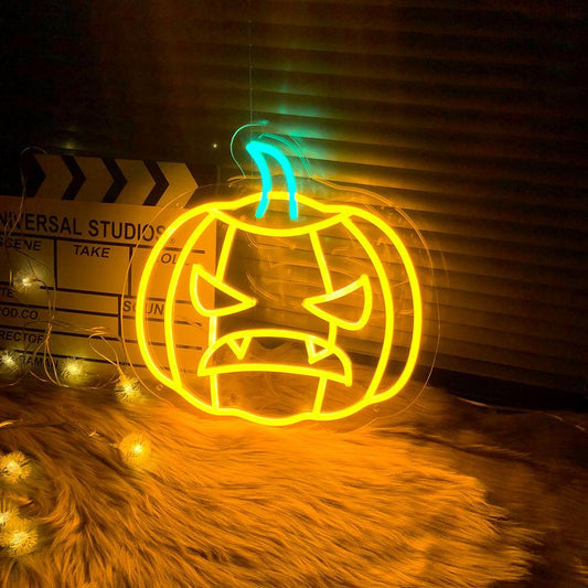 Evil Pumpkin Neon Sign For Halloween Decor