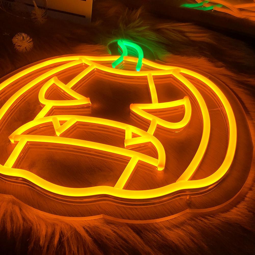 Evil Pumpkin Neon Sign For Halloween Decor